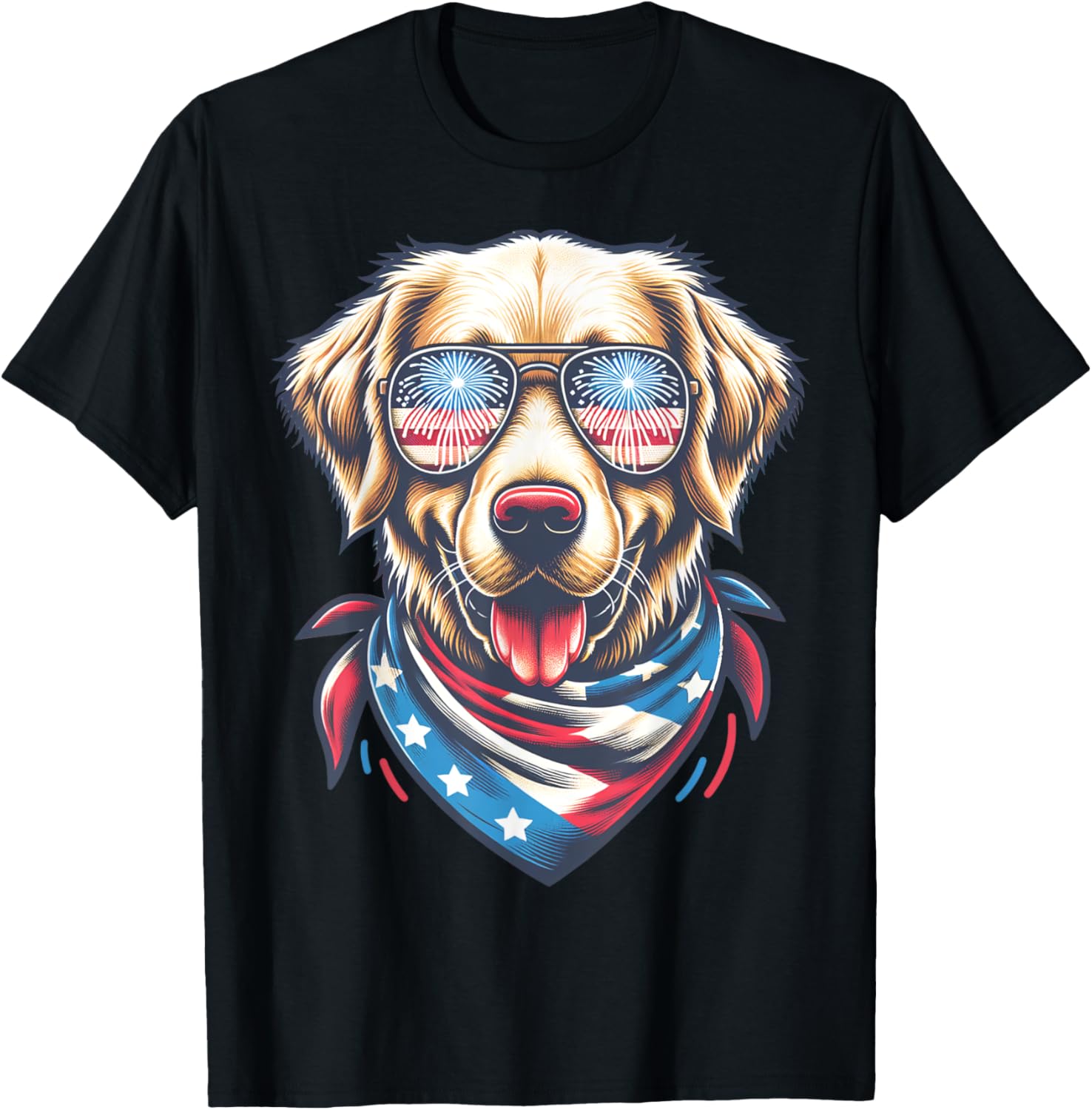 Usa Fireworks Themed Golden Retriever
