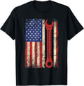 Car Mechanic Wrench Workshop Tools Us American Flag Men Tee