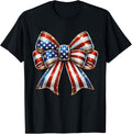 Usa Coquette Bow Shirt 4Th Of July American Flag Patriotic