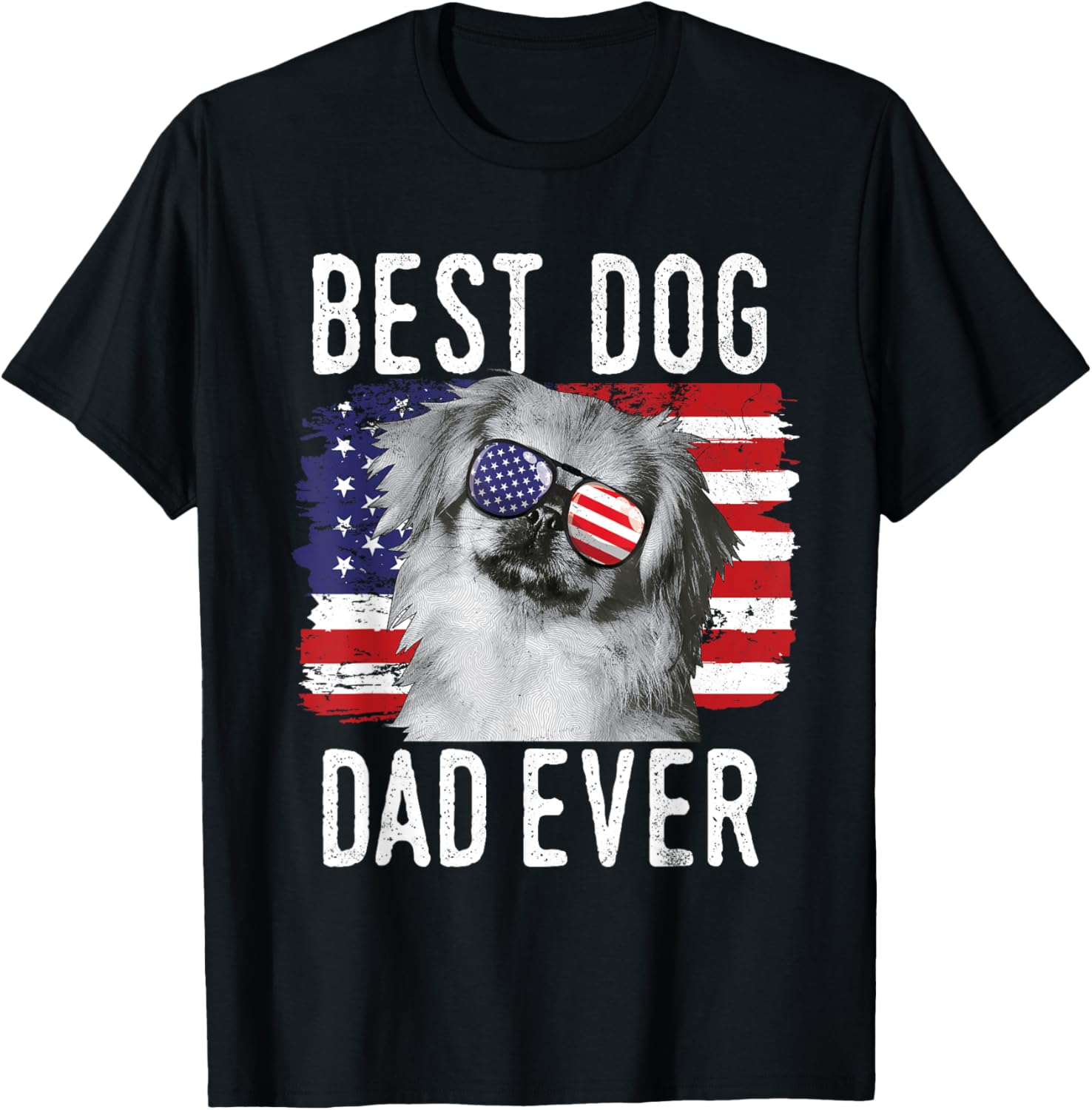American Flag Best Dog Dad Ever Pekingese Usa