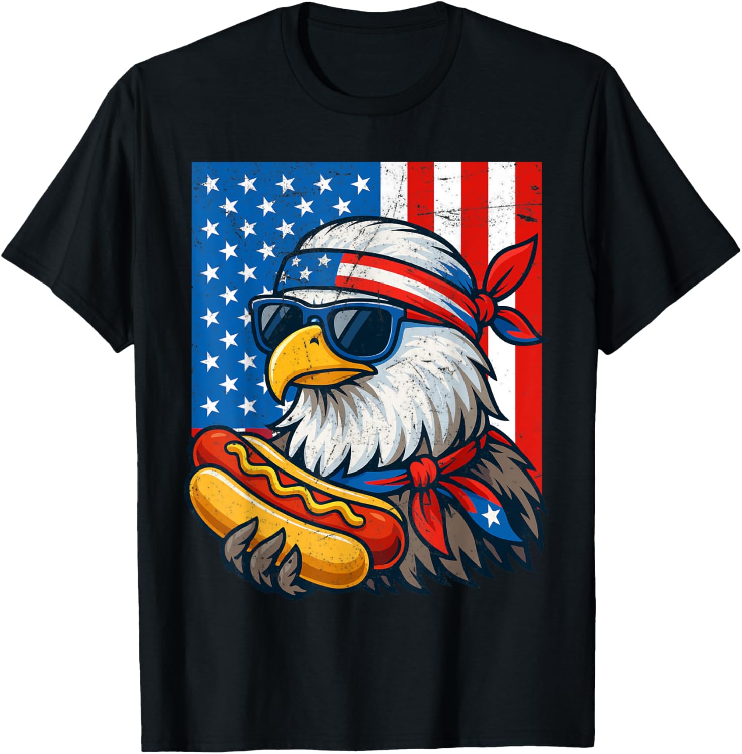 Funny 4Th Of July American Flag Bald Eagle Hotdog Patriotic
