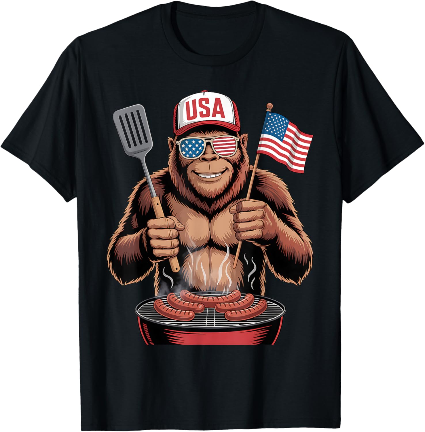 Bigfoot Bbq 4Th Of July Funny Patriotic Sasquatch Usa Flag