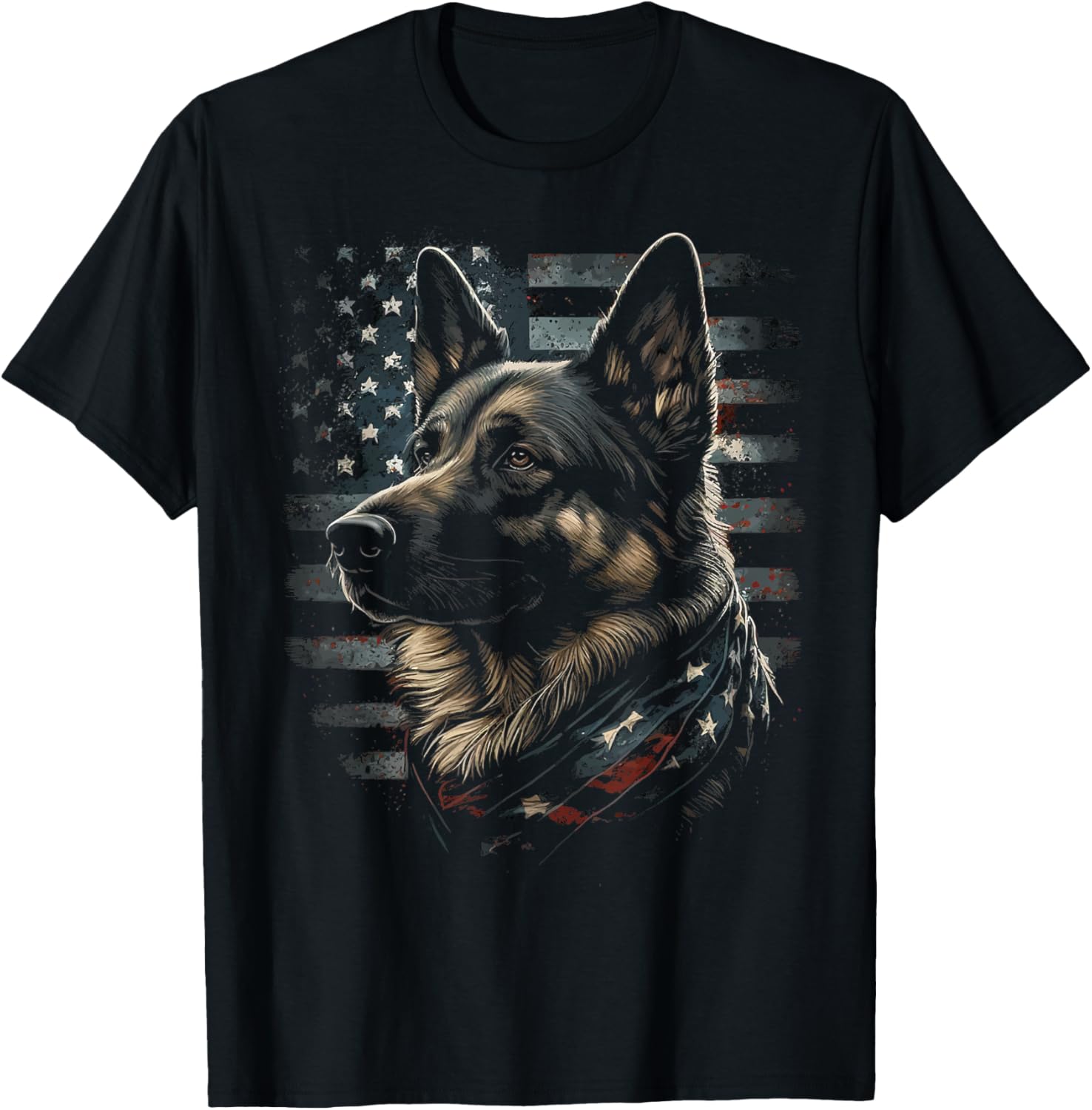German Shepherd Usa Flag Patriotic Shepherd
