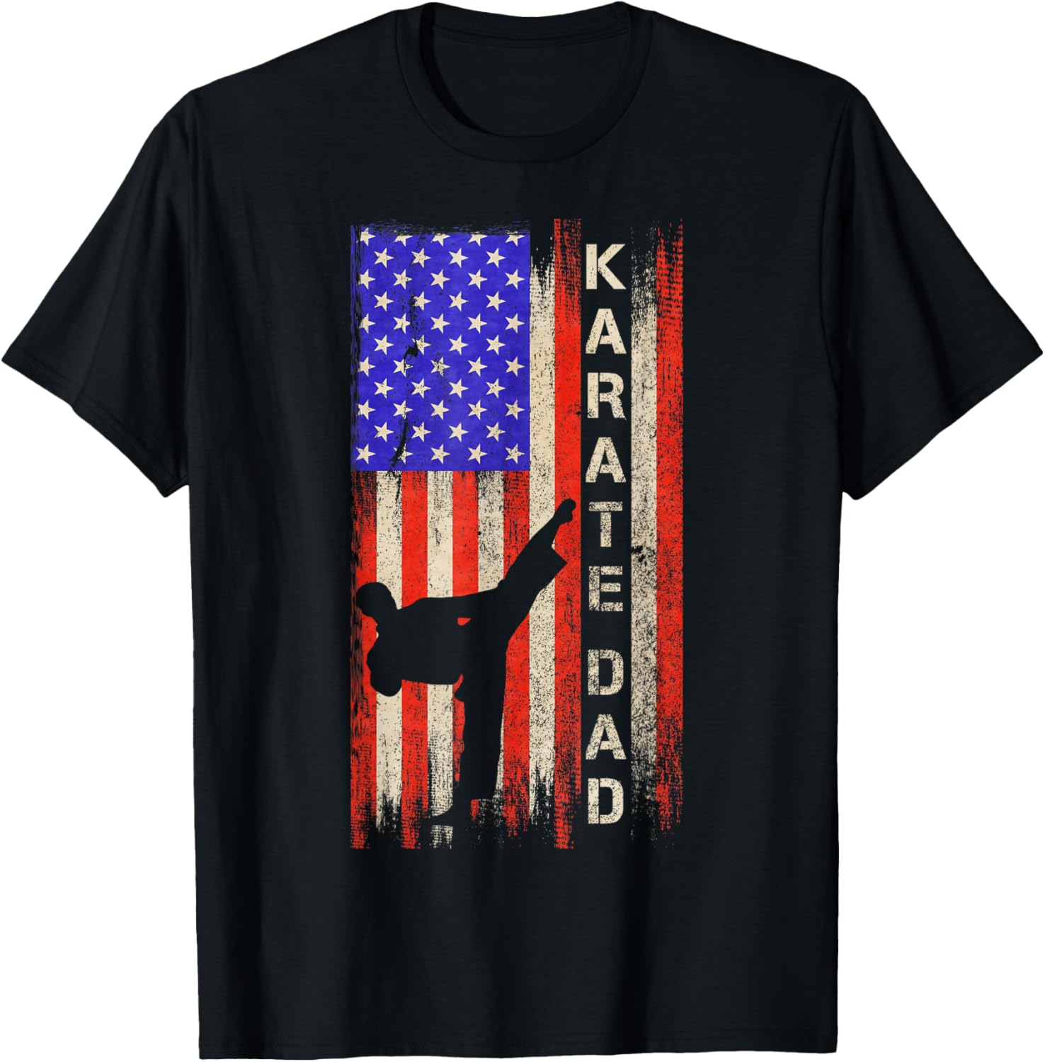 Vintage Usa American Flag Karate Dad Karateka Silhouette