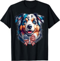 Australian Shepherd American Flag Usa Patriotic Bow Graphic