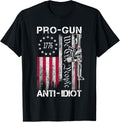 Pro Gun Anti Idiot Shirt Vintage Usa Flag 2Nd Amendment