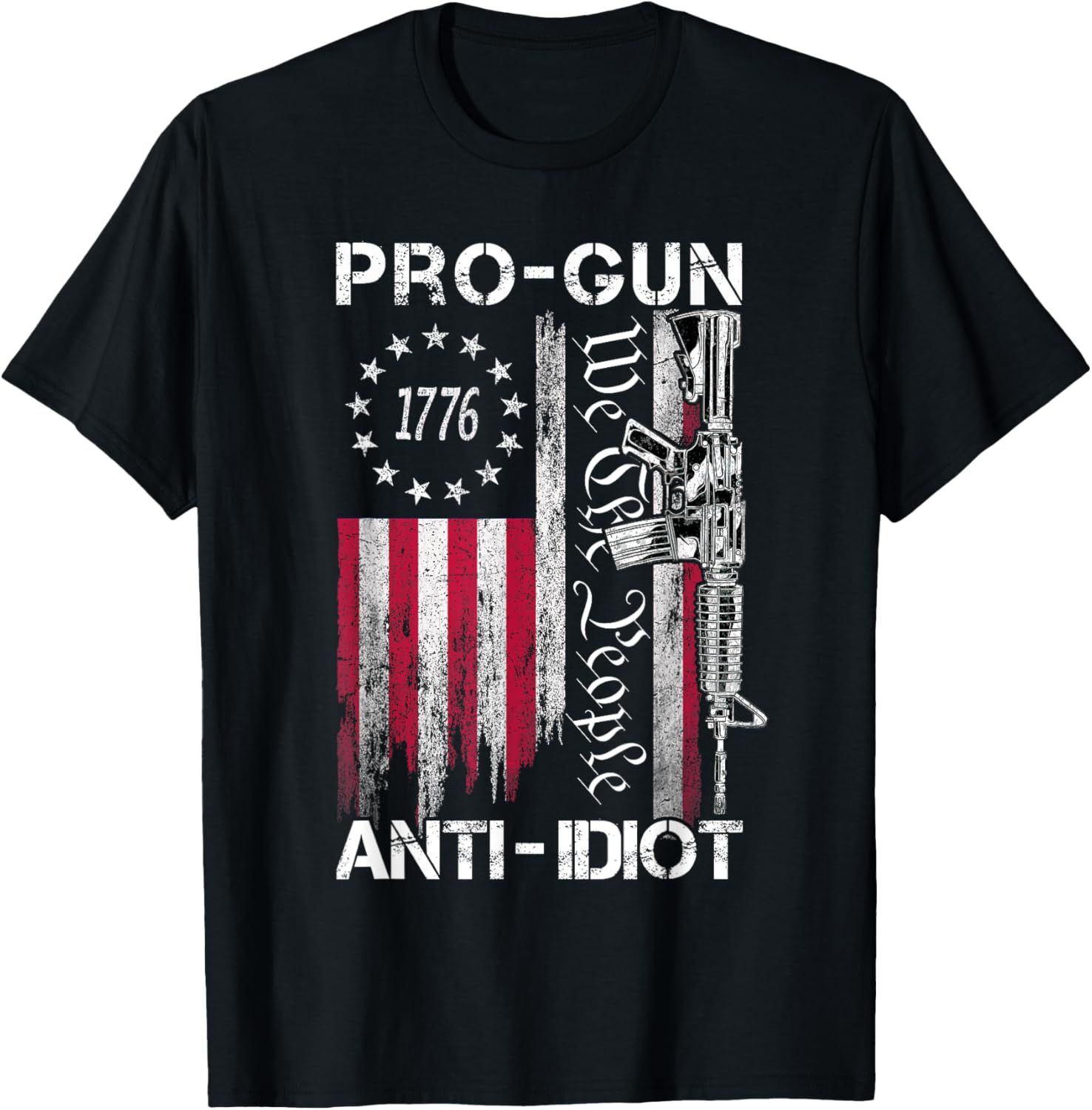 Pro Gun Anti Idiot Shirt Vintage Usa Flag 2Nd Amendment