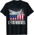 The Salty Veteran C 130 Hercules American Flag Military Airplane T Shirt Black Unisex Adults Small Short Sleeve Modern Casual Military Independence Day Memorial Day