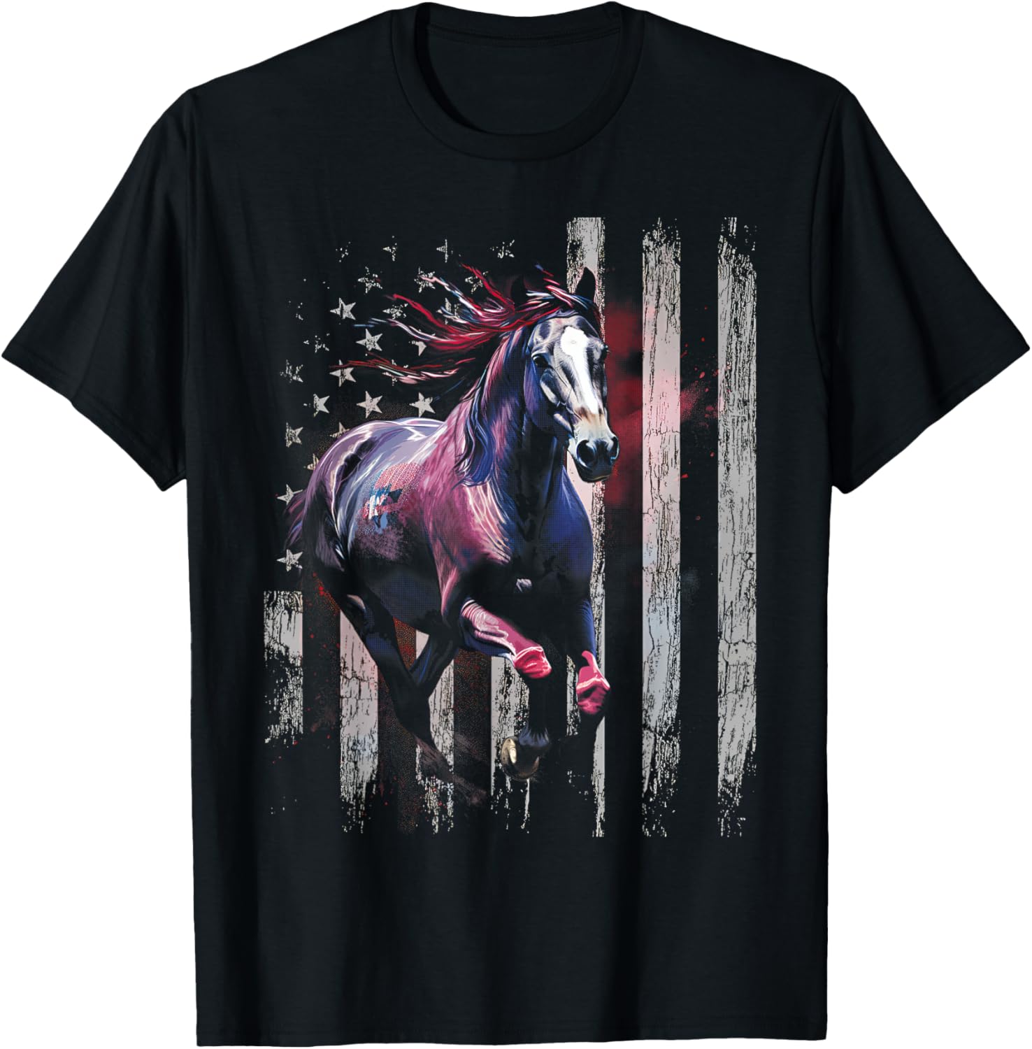 Patriotic Horse American Flag Horseback Riding Western Farm