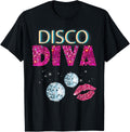 Disco Diva Ladies Gold Ball Silver Red Lips Shirt 50