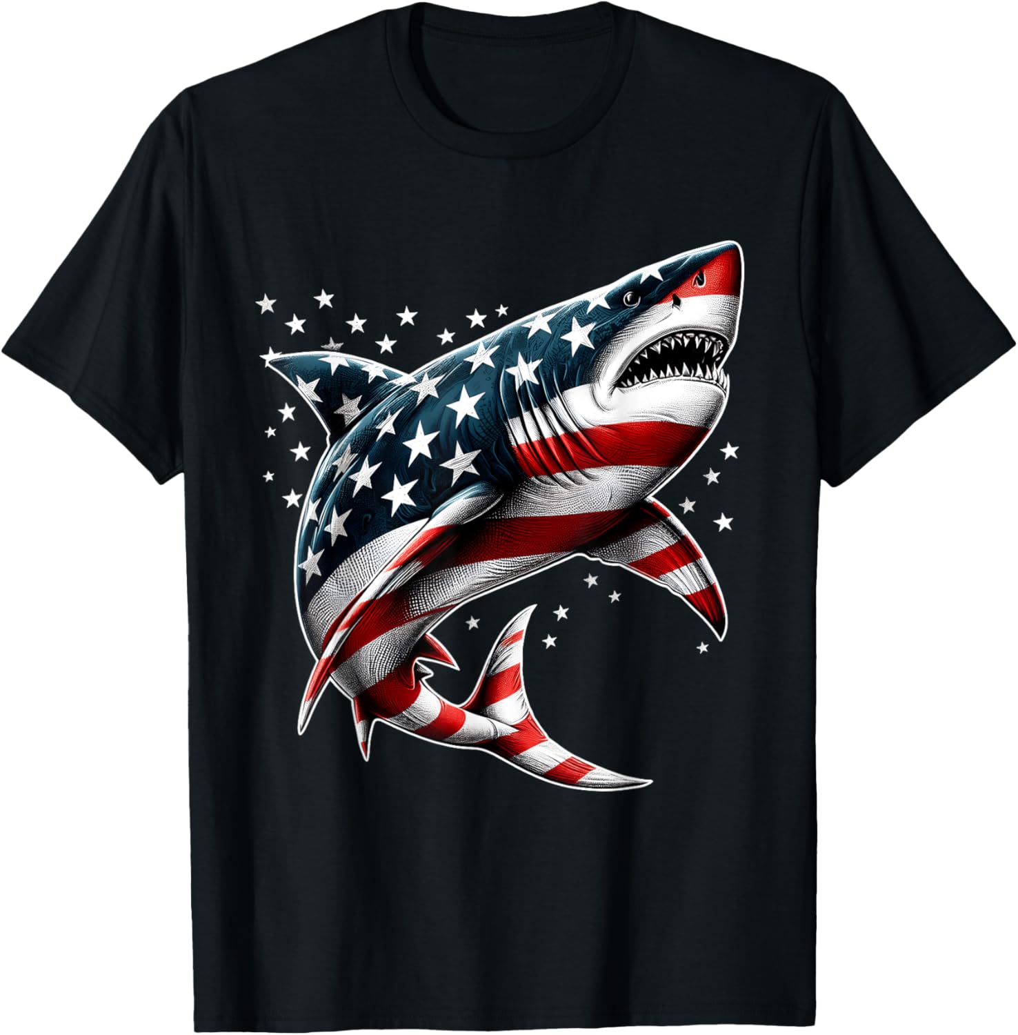 Shark American Flag Usa 4Th Of July Funny Boys Girls Kids