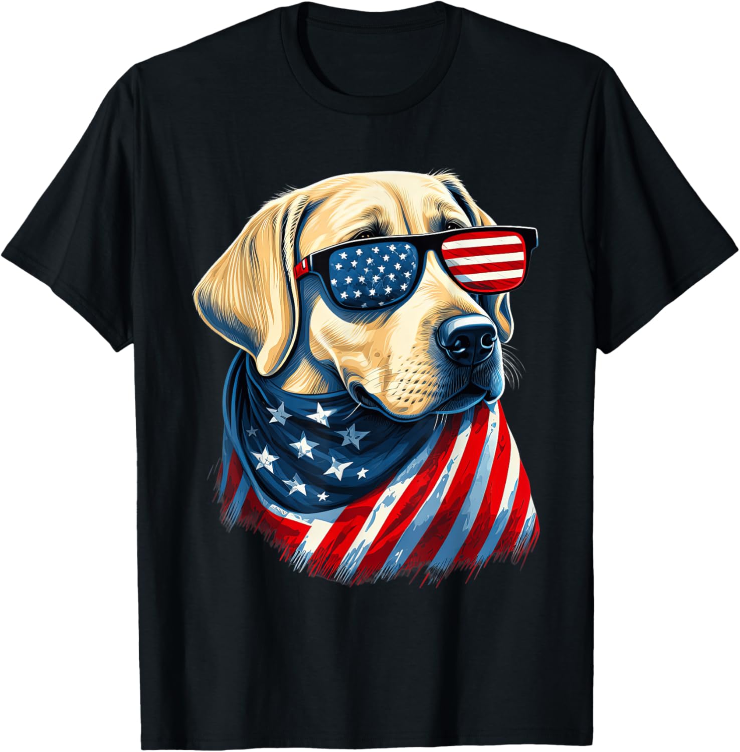 Yellow Labrador With American Flag Patriotic Usa