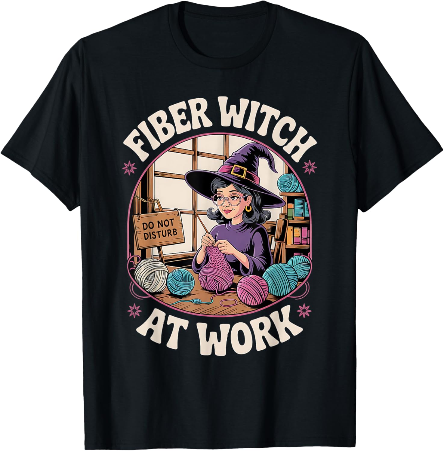 Fiber Witch At Work Funny Design For Yarn Crafters Halloween