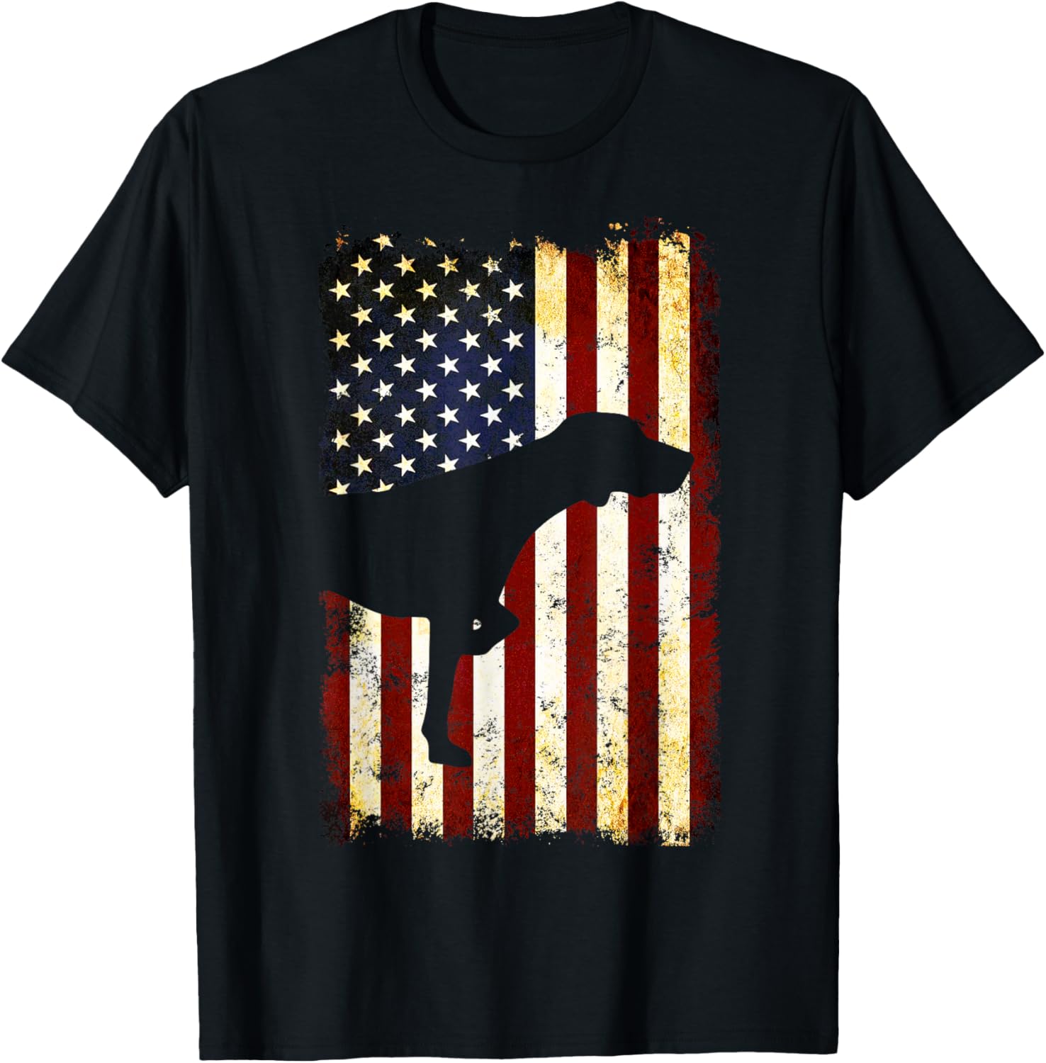 German Shorthaired Pointer Silhouette American Flag