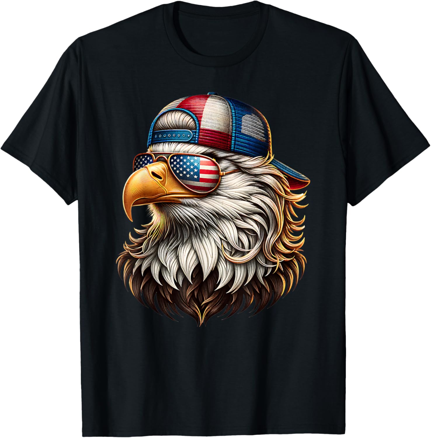 Cool Patriotic Bald Eagle Usa Flag Sunglasses Trucker Hat