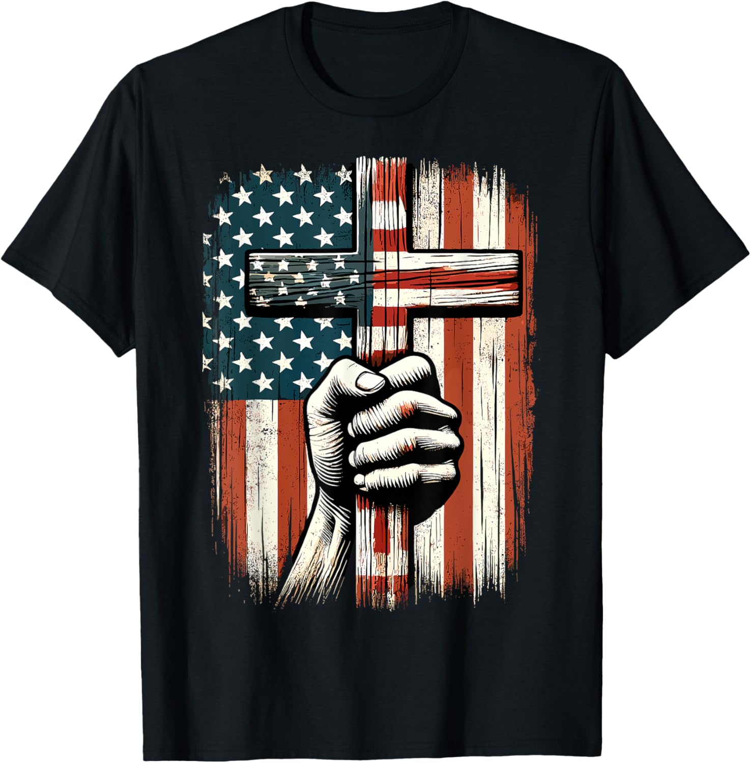 American Usa Flag Christian Cross Jesus 4Th Of July