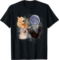 Three Cats Howl at Moon Vintage Cute Kitten with Yarn Ball