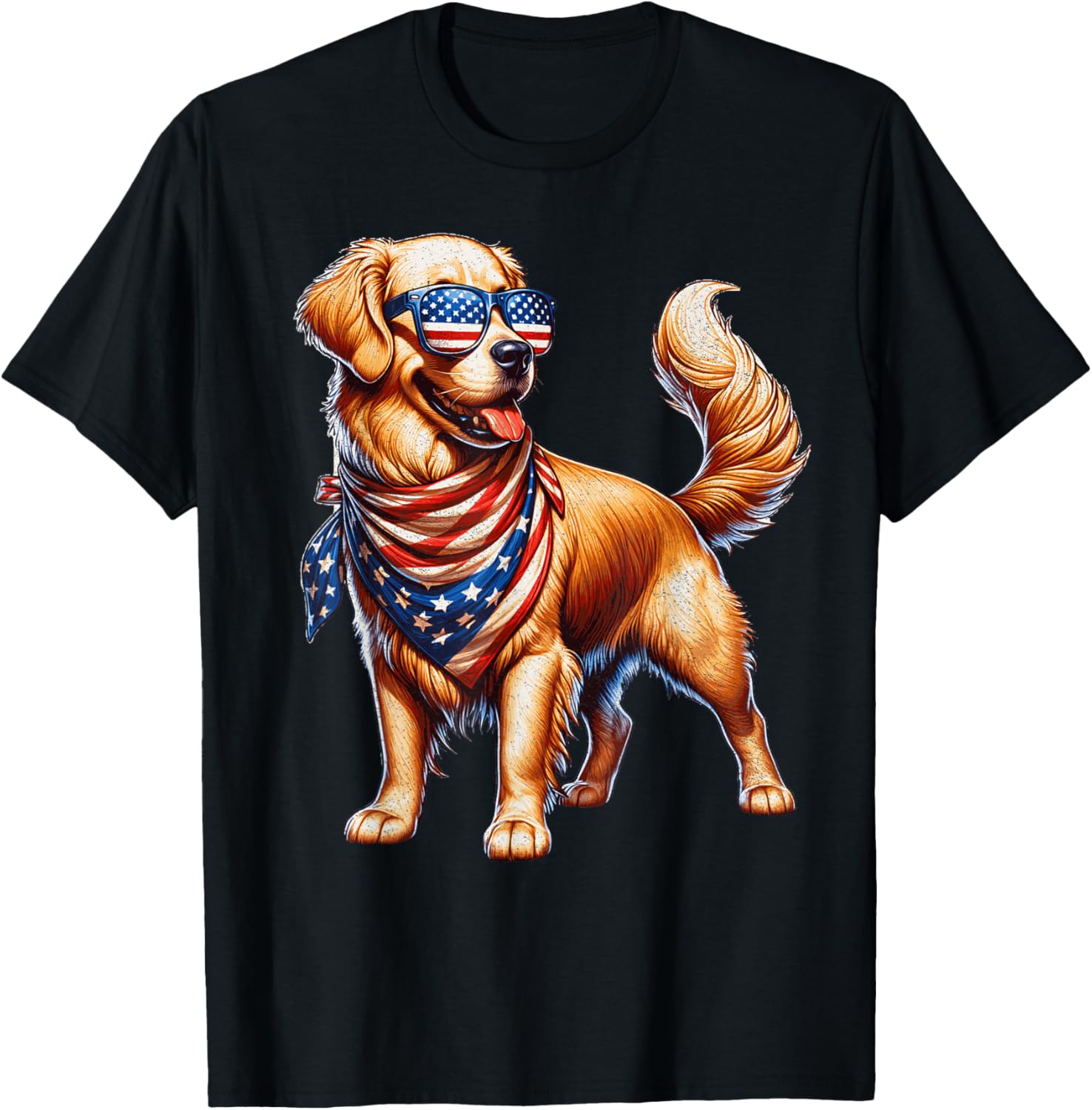 Golden Retriever American Flag Usa America 4Th Of July