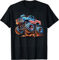 4Th Of July Monster Truck American Flag Usa Boys Kids Tee