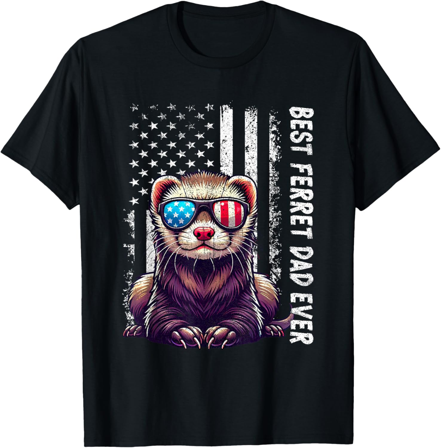 Vintage Best Ferret Dad Ever Usa Flag Patriotic Ferret Lover