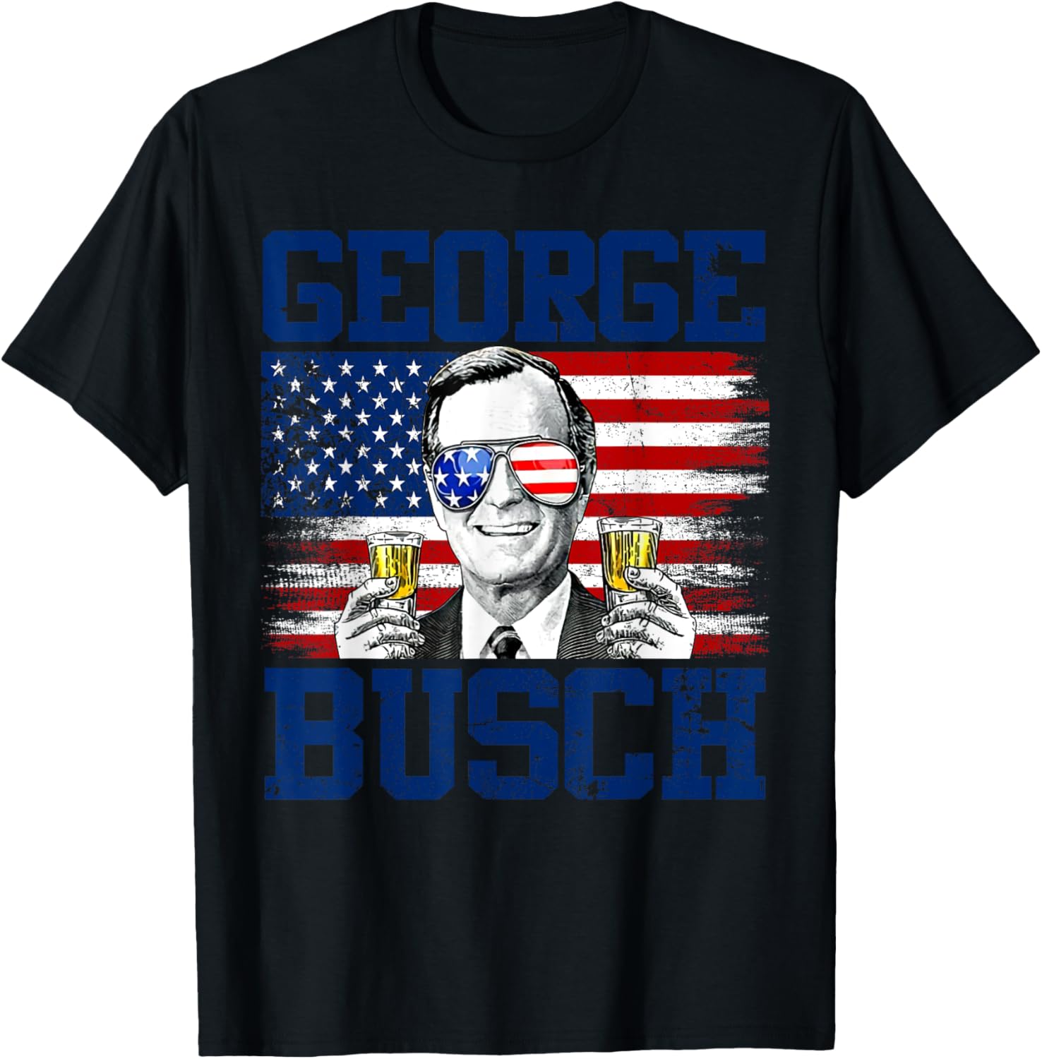 George 43Rd President Drinking Beer Party Usa Flag July 4Th