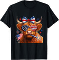 Funny Red White Moo 4Th Of July Usa Patriotic Highland Cow