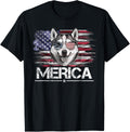 Vintage Husky Dog Merica Husky Dog Usa Flag Funny