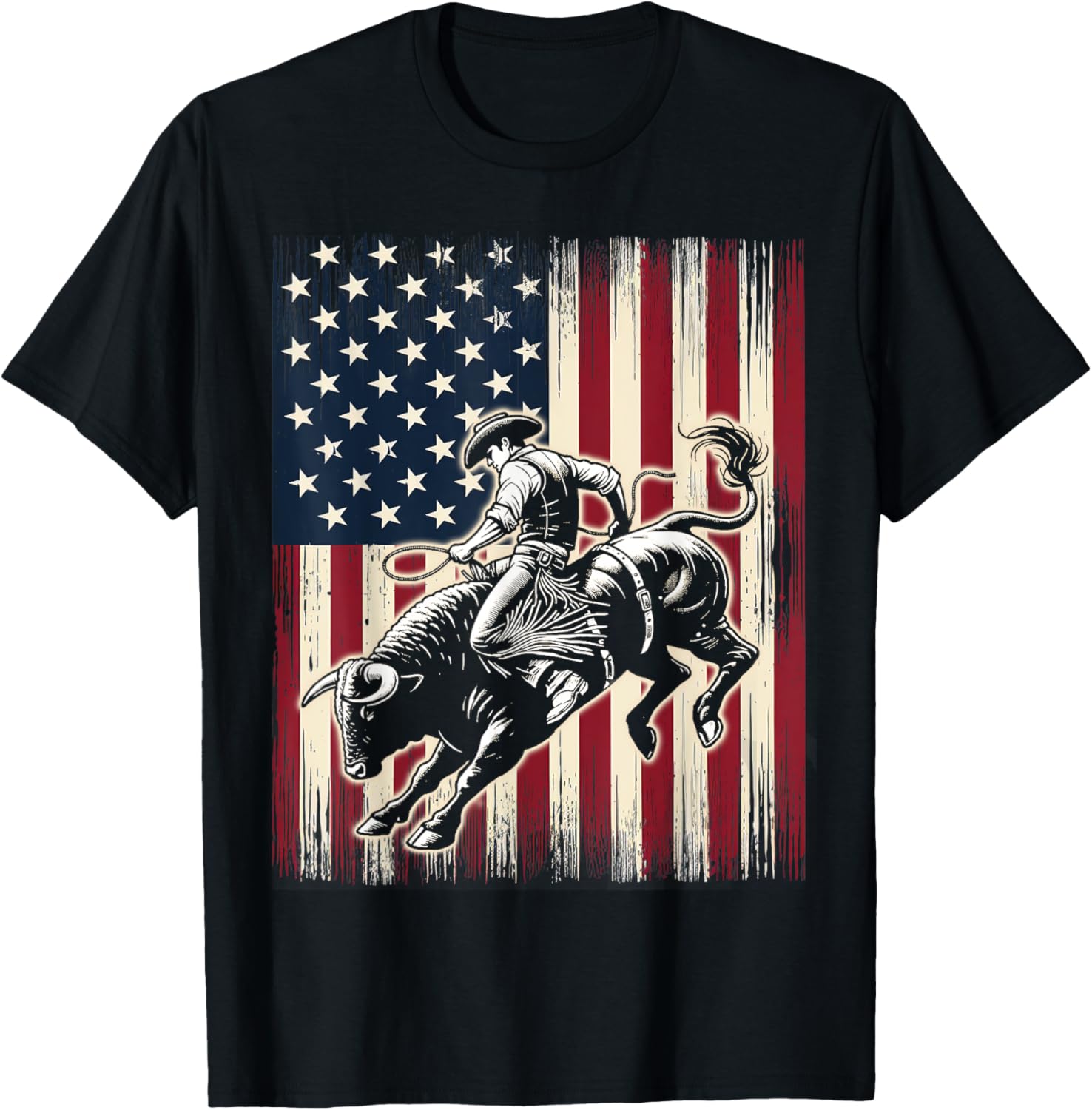 Usa Flag Rodeo Cowboy Bull Riding Patriotic Western Country