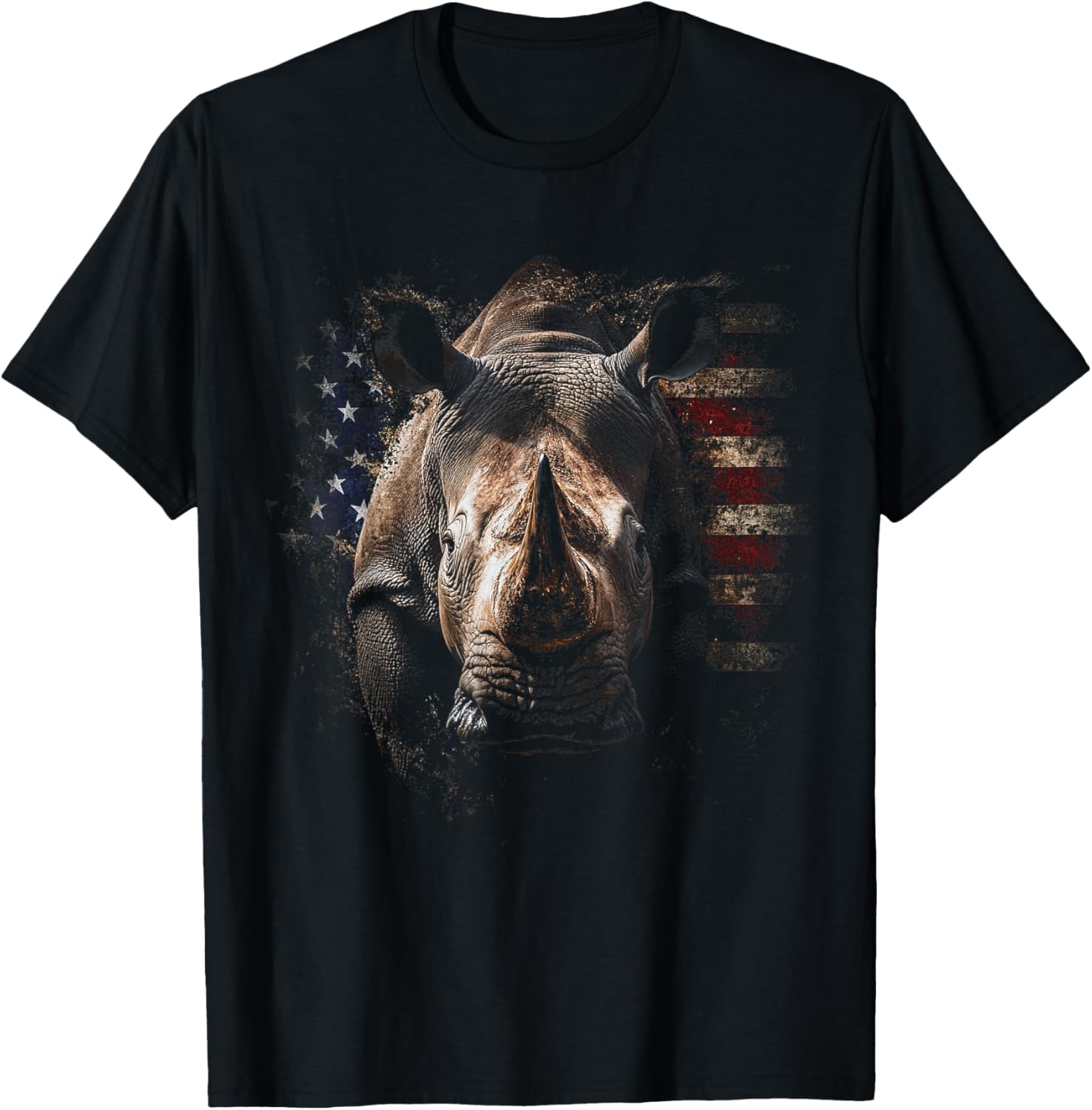 Patriotic Rhino Vintage American Flag Design