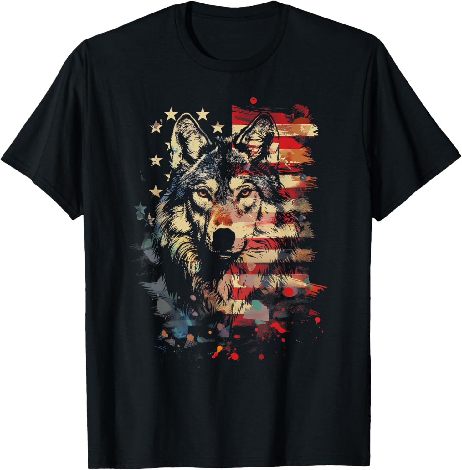 Patriotic Wolf American Flag Usa Wolf Lover Vintage