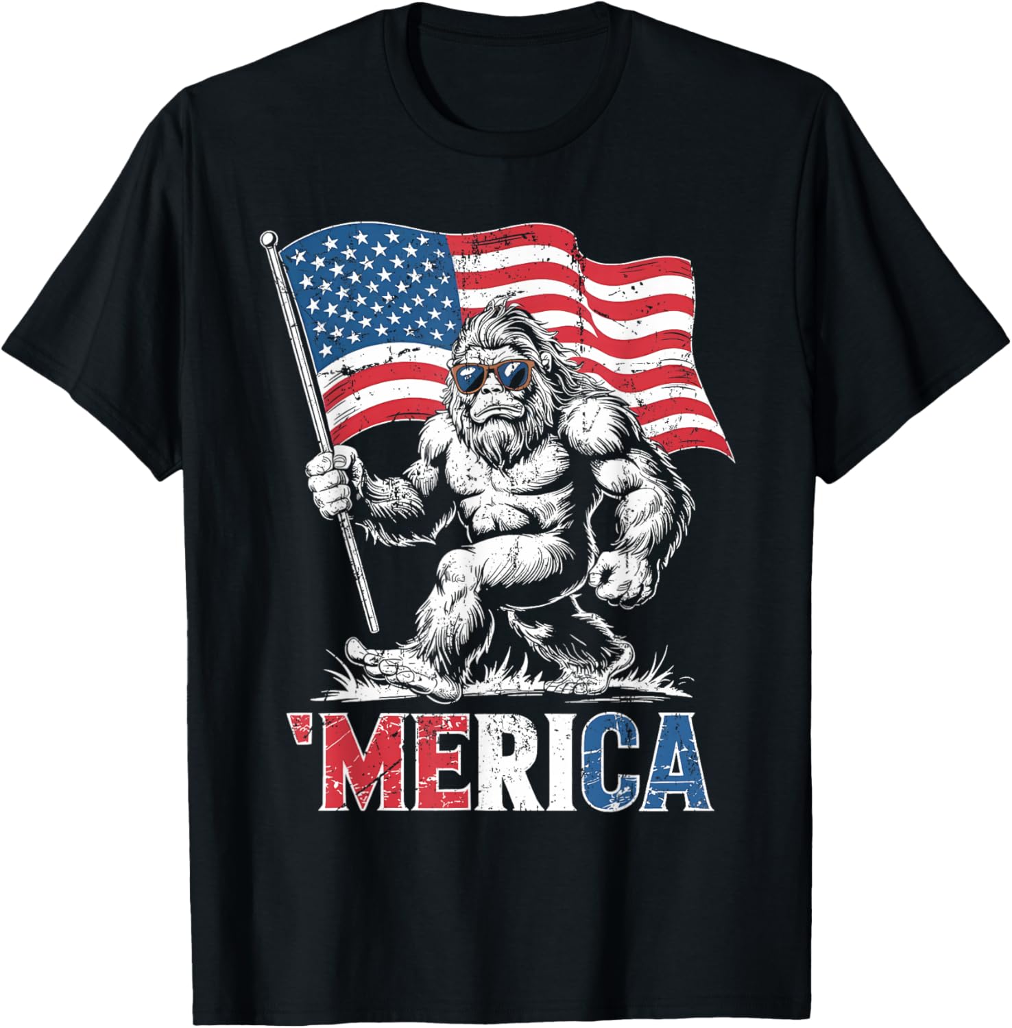 Bigfoot Merica Sasquatch American Flag Patriotic 4Th Of July