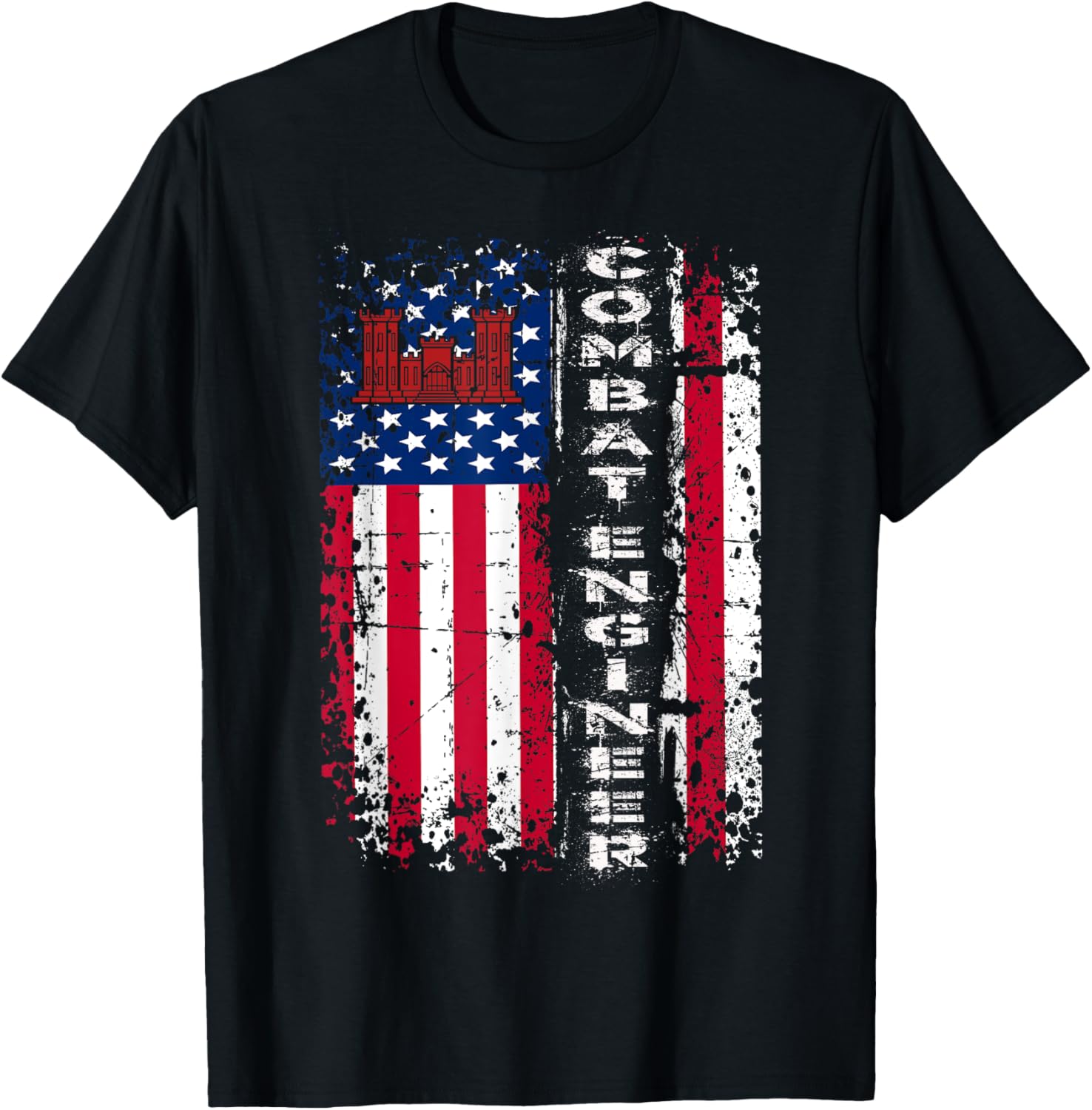 Combat Engineer Distressed American Flag Us Military