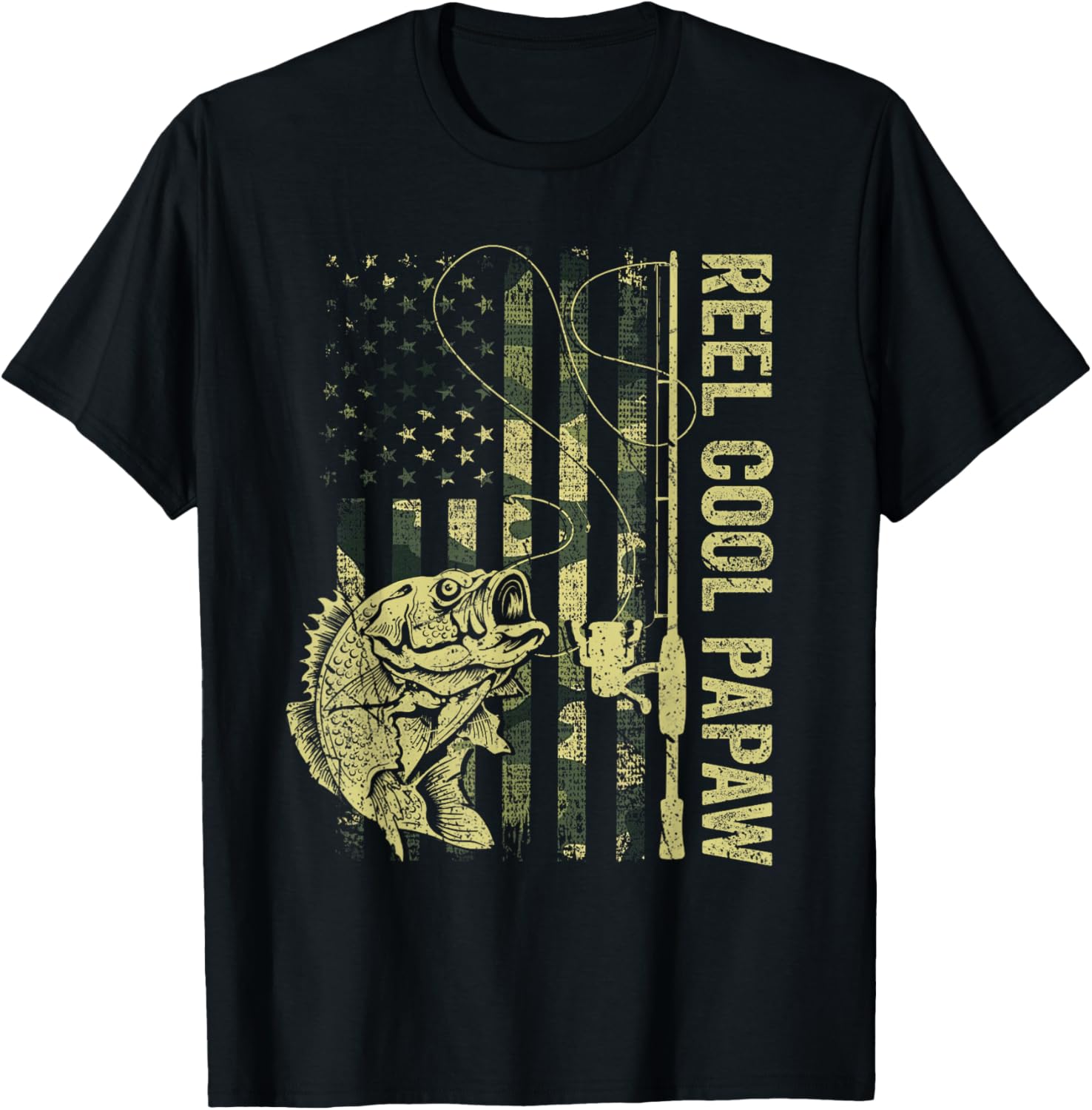 Reel Cool Papaw Camouflage American Flag Fathers Day Gift