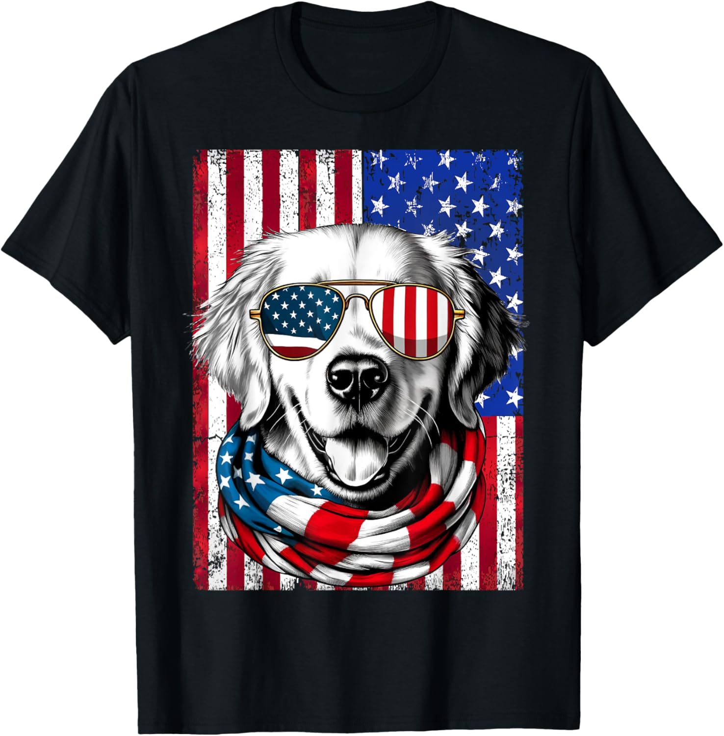 4Th Of July Golden Retriever Dog American Flag Usa Patriotic