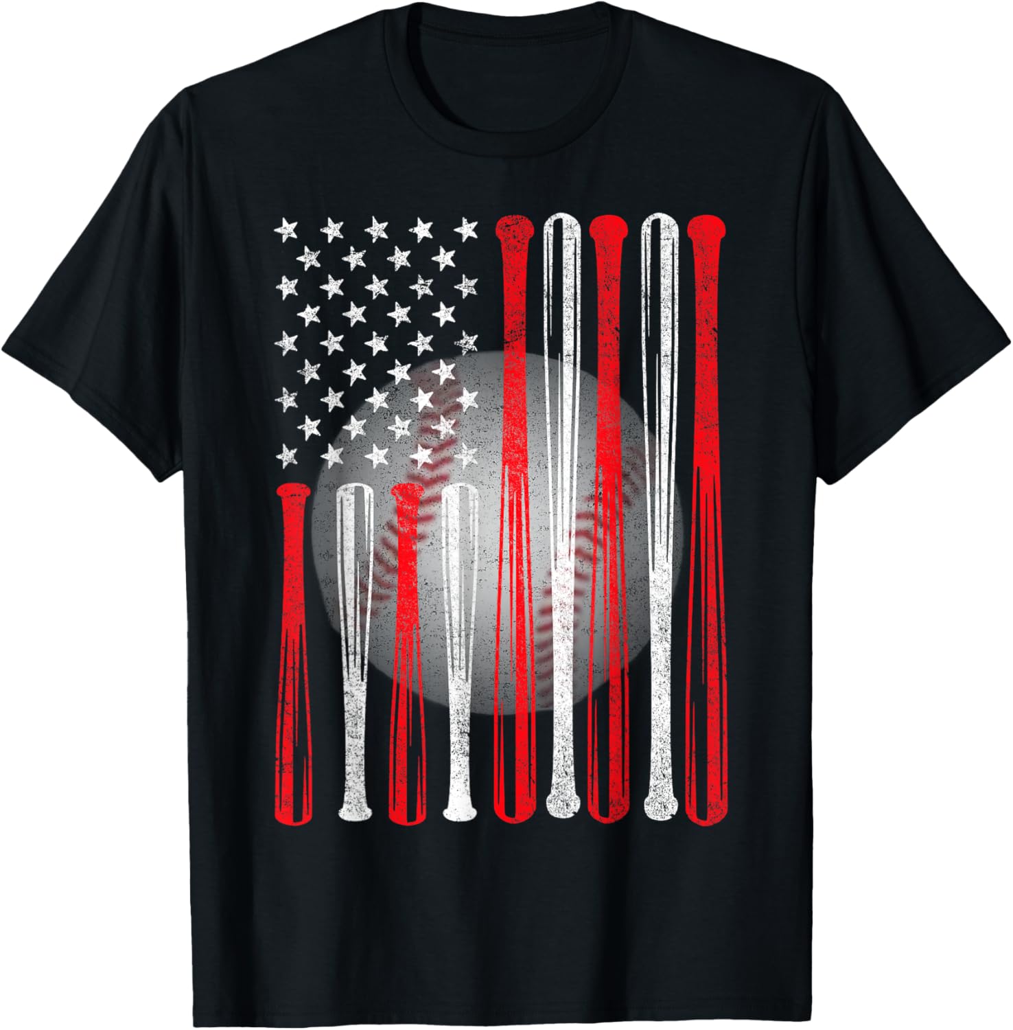 American Flag Vintage Baseball Flag T Shirt Dad Mom Tee