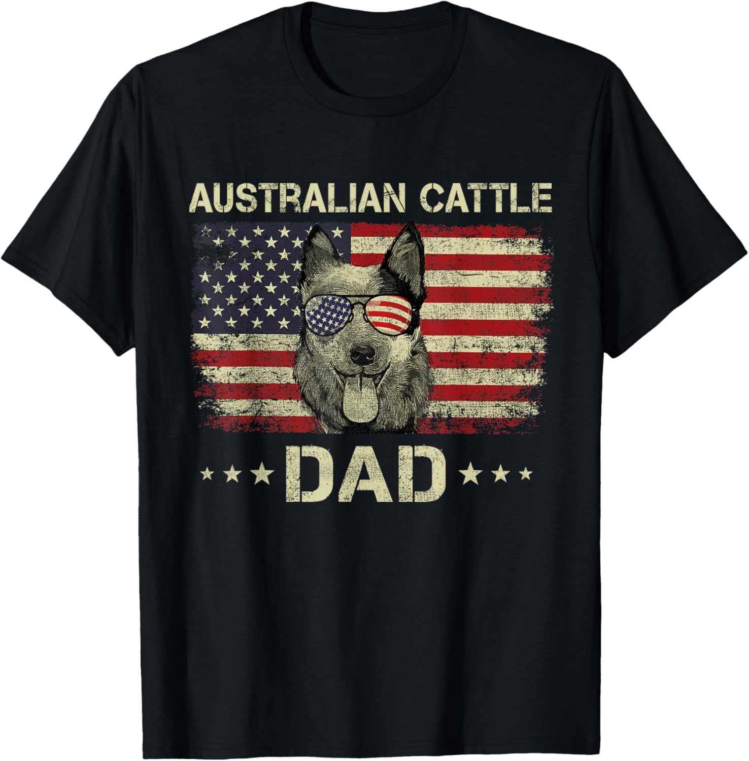 Australian Cattle Dad Dog Lovers American Flag 4Th Of July