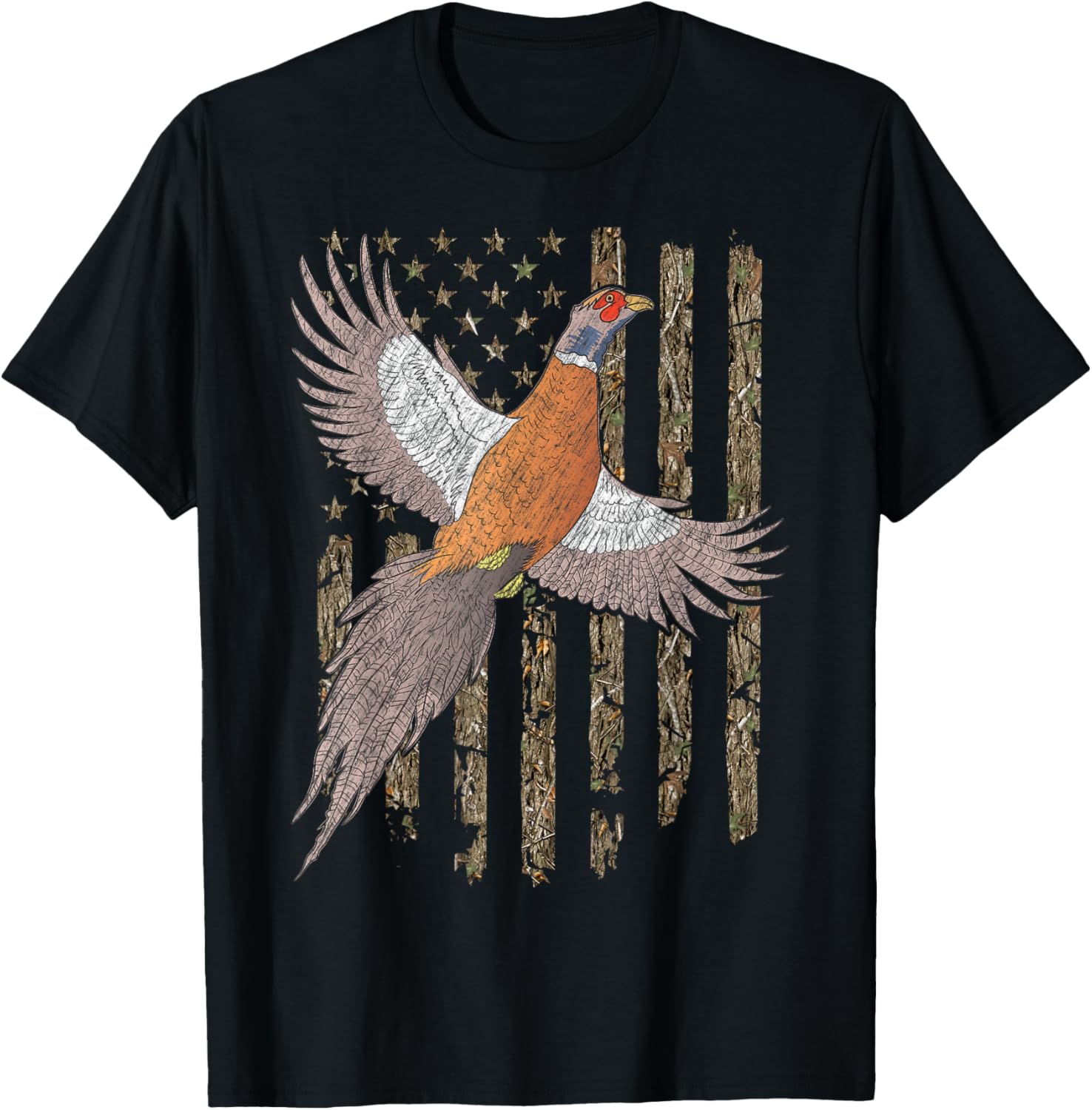 Pheasant Bird Hunting Usa American Flag Tree Camouflage
