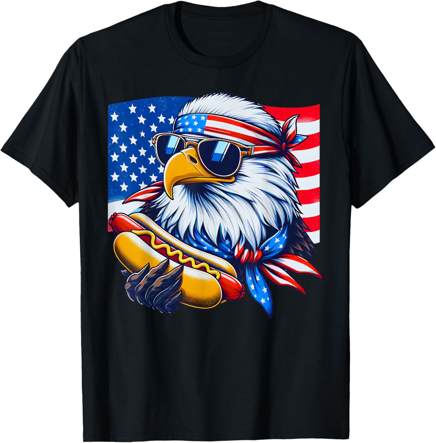 Funny Bald Eagle Hotdog American Flag 4Th Of July Patriotic