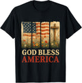 Usa Flag Cross God Bless America Floral Christian Women