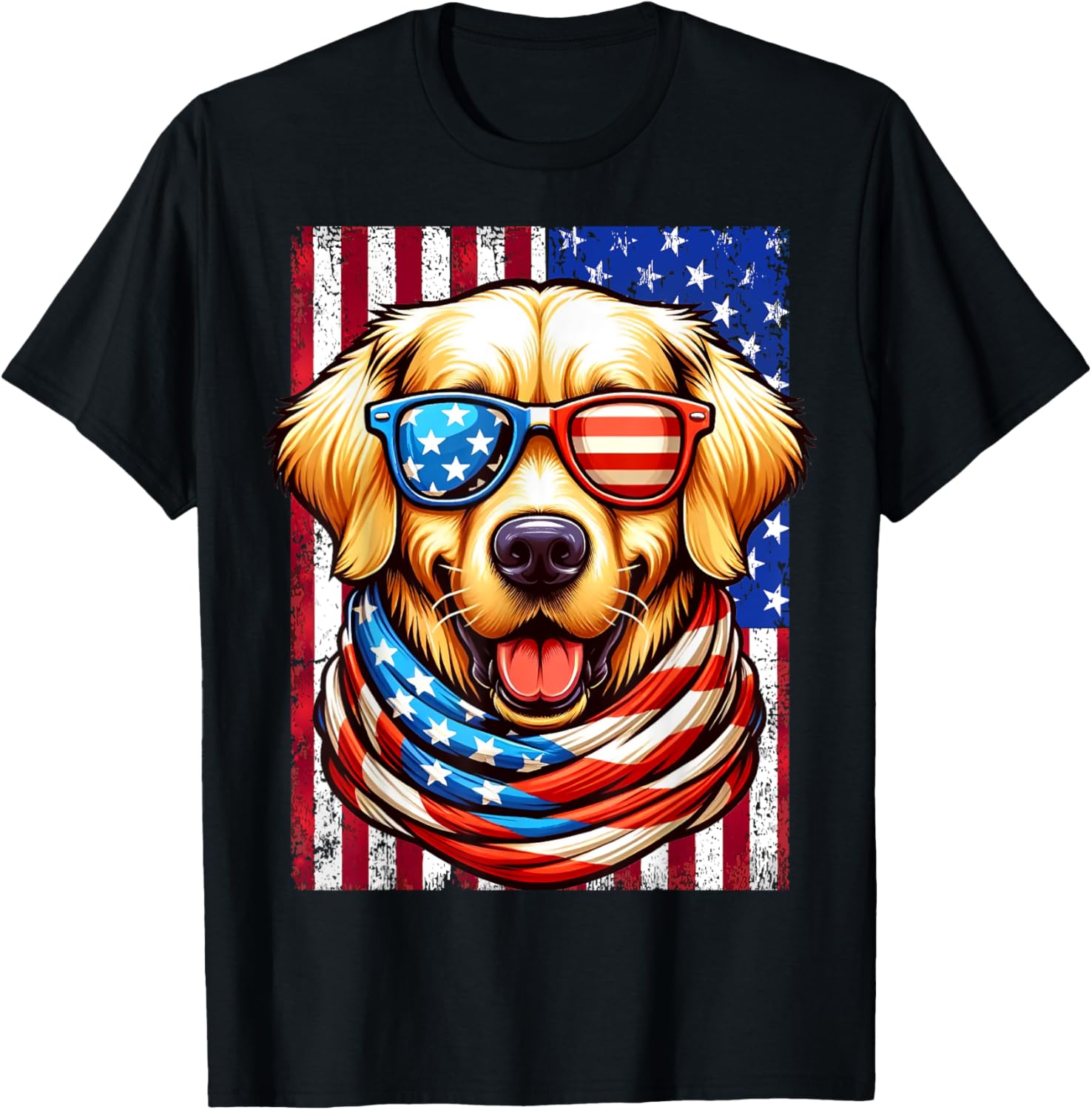 Golden Retriever Dog Usa Flag American Patriotic 4Th Of July