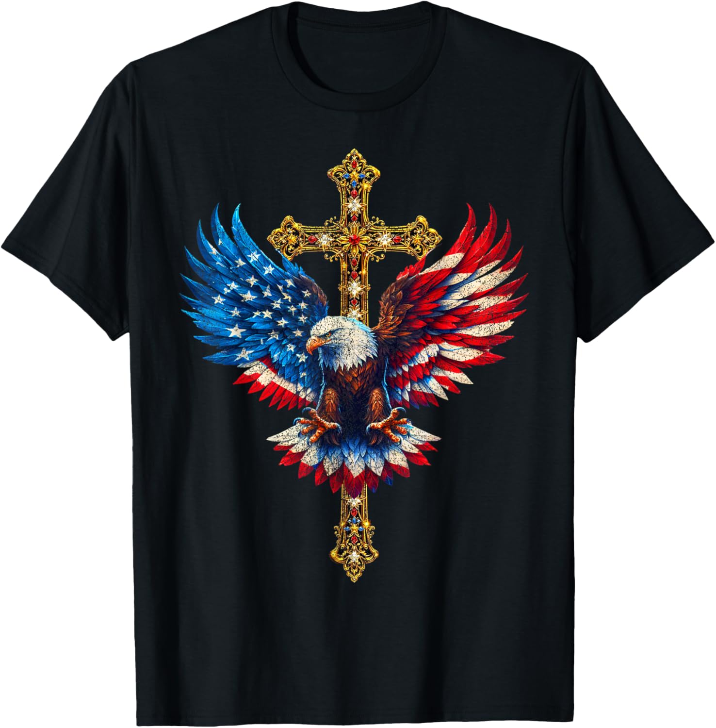 Bald Eagle Christian Faith Ctoss Usa Flag Patriotic American