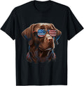 Chocolate Labrador With Usa Sunglasses On