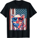 Retro American Flag Pig Dad Mom 4Th Of July