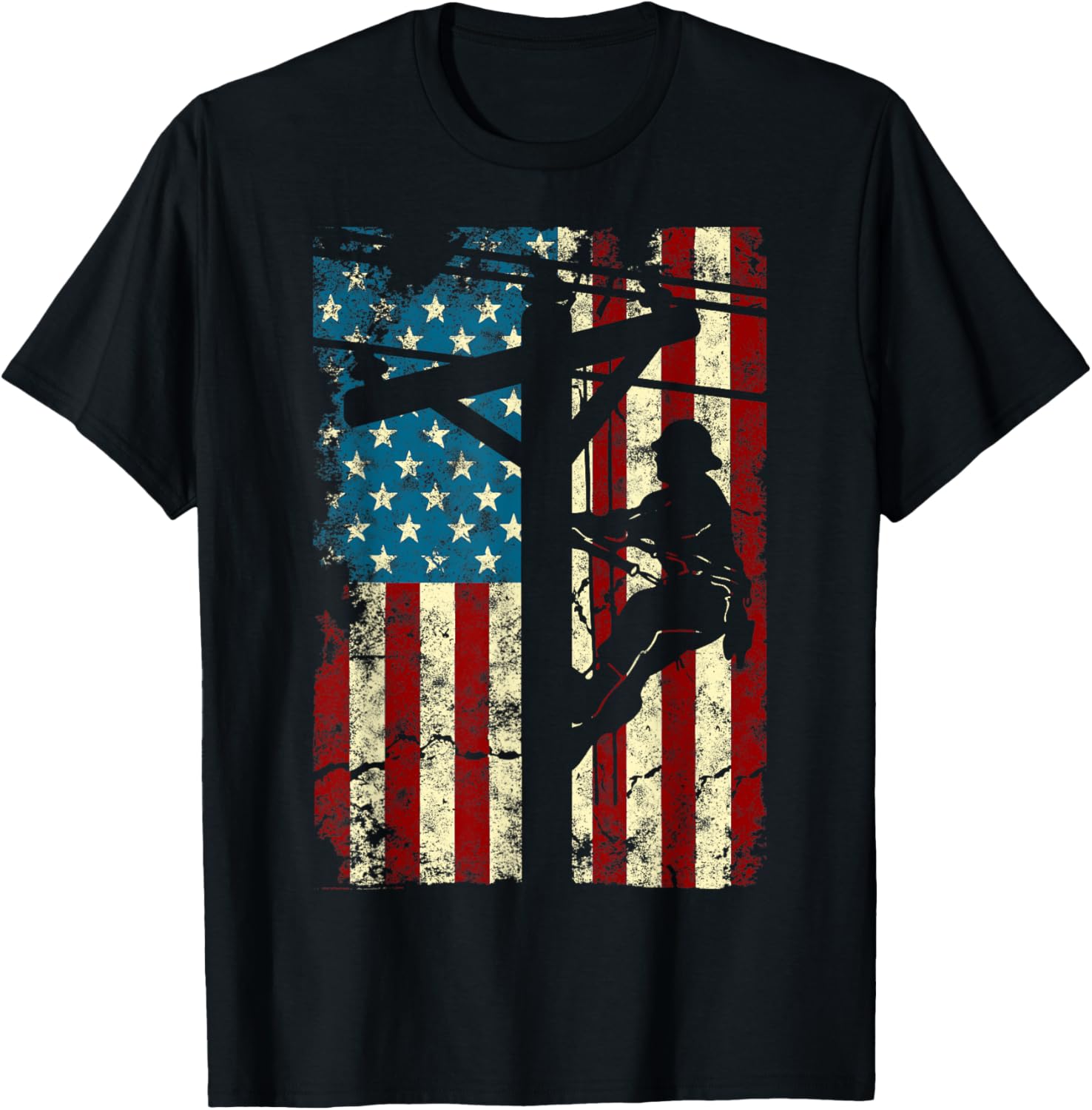 American Flag Electric Cable Lineman Gift 4Th Of July
