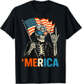 Skeleton Merica Rock American Flag Patriotic Usa 4Th Of July