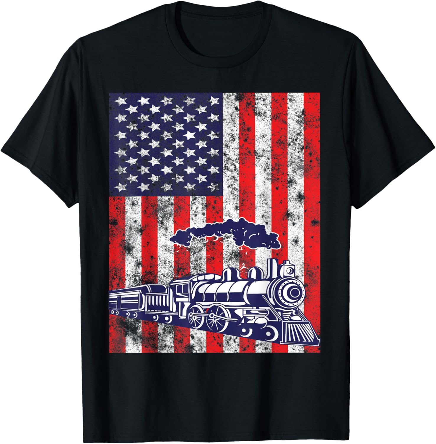 Train Locomotive Engine Usa American Flag 4Th Of July