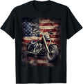 Vintage Motorcycle Usa Flag Retro Biker American