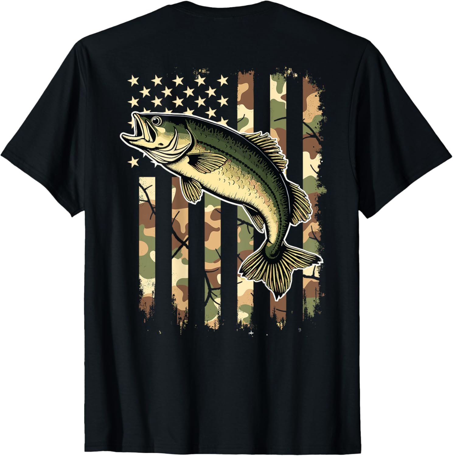Fishing On Back Camouflage Usa American Flag Fisherman
