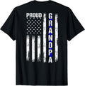 Proud Grandpa Thin Blue Line American Flag Police On Back