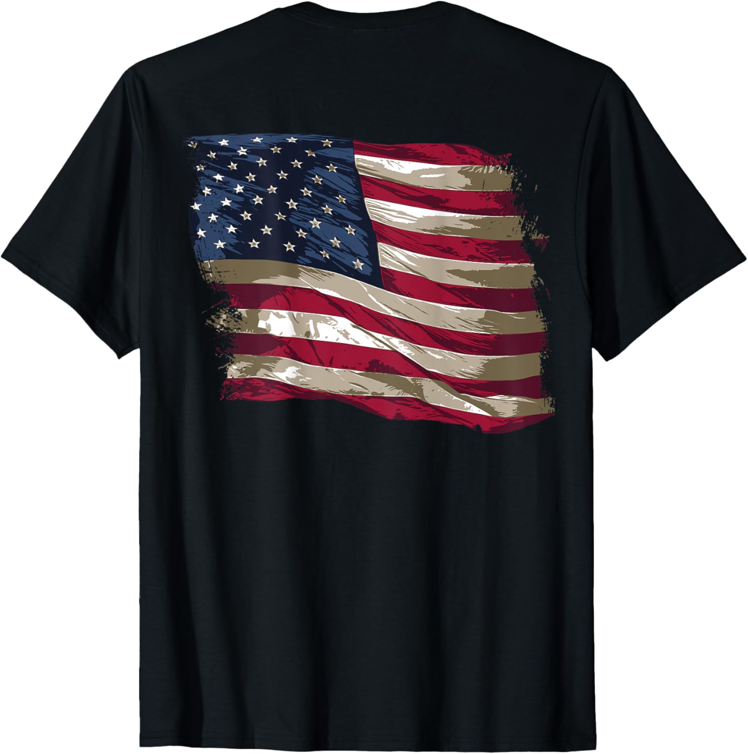 Vintage Distressed American Flag Design On Back